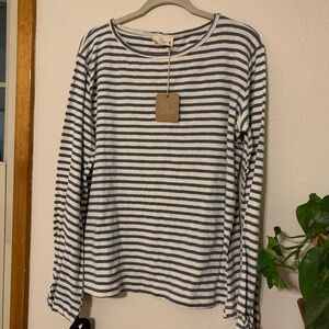 2love Navy & White Striped Long Sleeve Tee